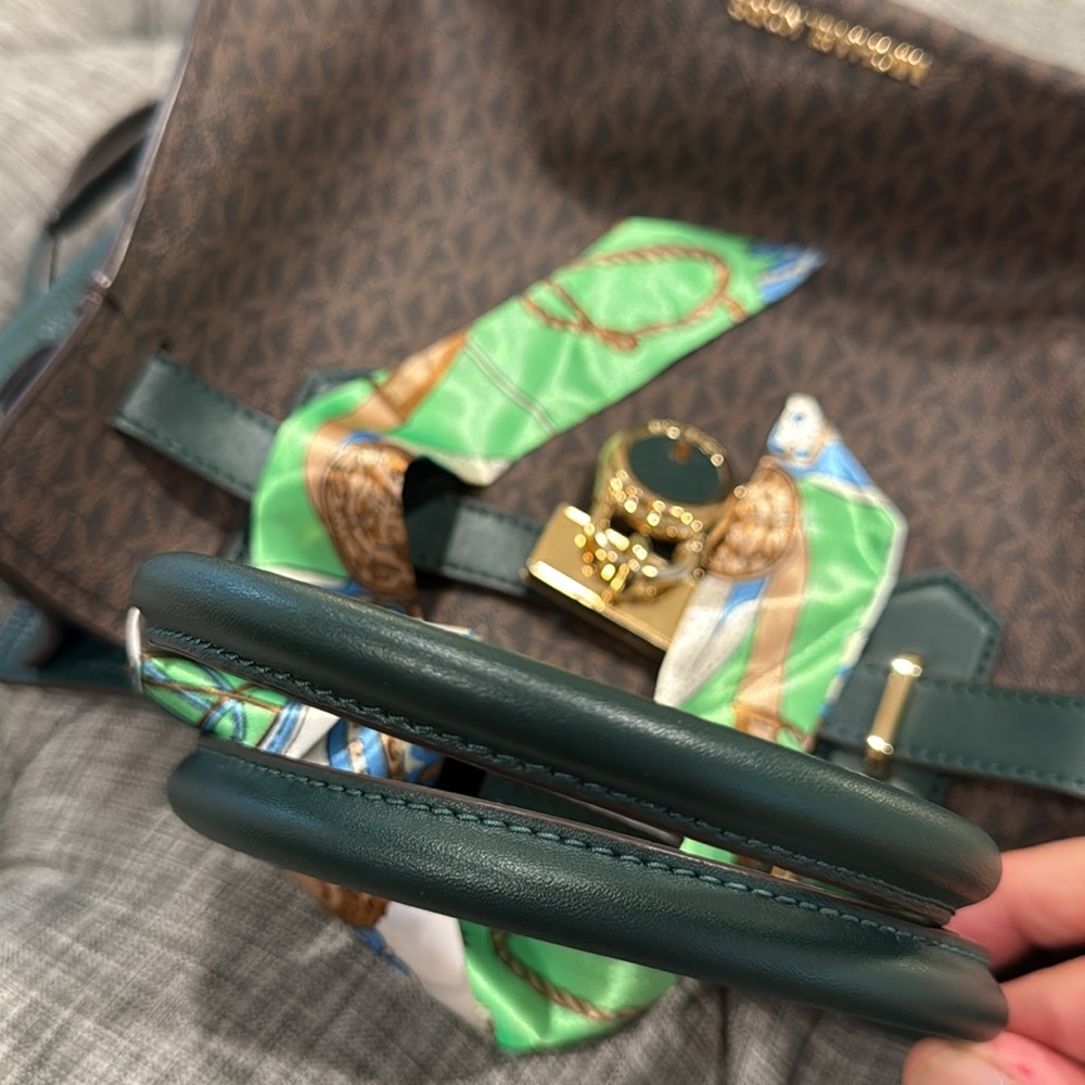 Michael Kors Bag Brown Forest Green Jet Set Signature Hamilton Tote Bag - Picture 15 of 17